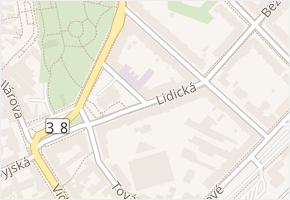 Lidická v obci Znojmo - mapa ulice