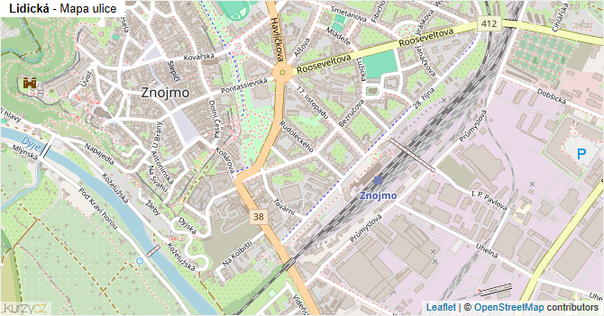 Lidická - mapa ulice