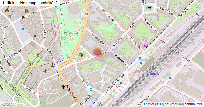 Lidická - mapa podnikání