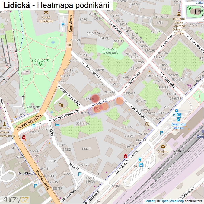 Mapa Lidická - Firmy v ulici.