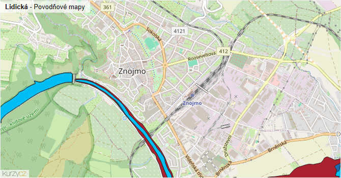 Lidická - záplavové mapy stoleté vody