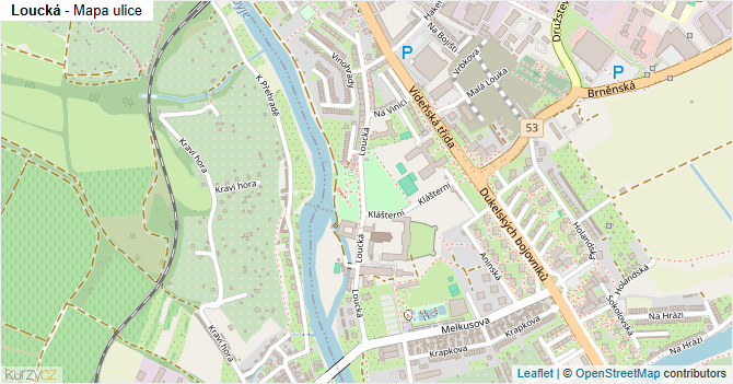 Loucká - mapa ulice