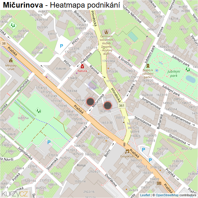 Mapa Mičurinova - Firmy v ulici.