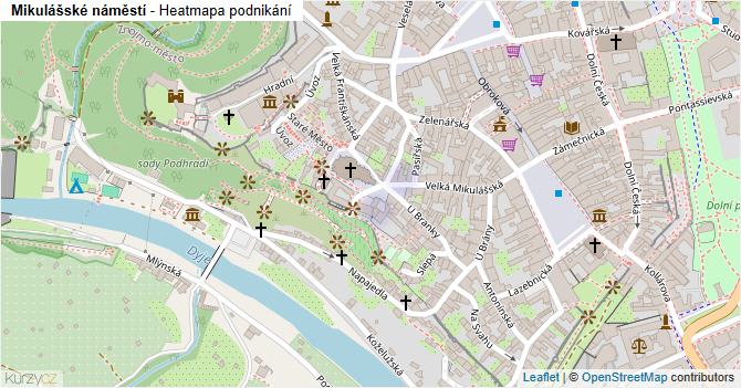 Mikulášské náměstí - mapa podnikání