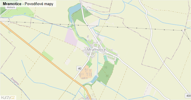 Mramotice - záplavové mapy stoleté vody