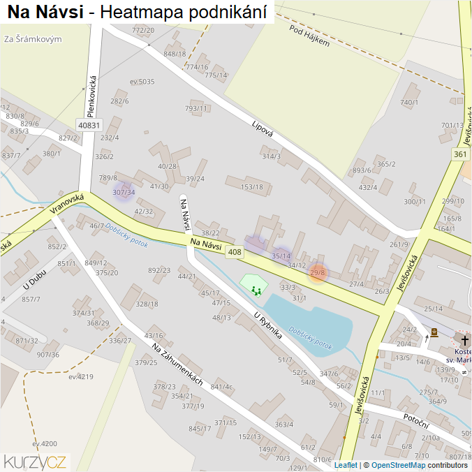 Mapa Na Návsi - Firmy v ulici.