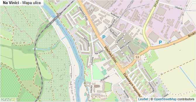 Na Vinici - mapa ulice