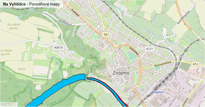 Na Vyhlídce - záplavové mapy stoleté vody