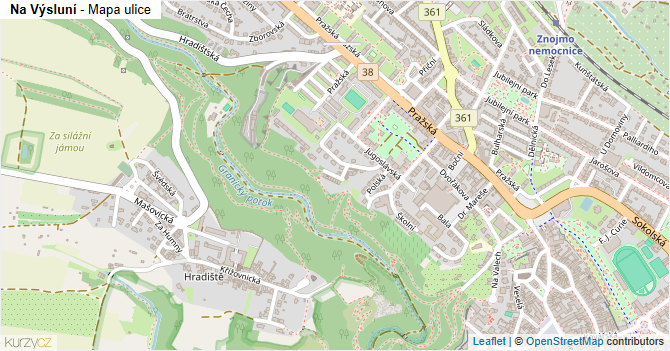 Na Výsluní - mapa ulice