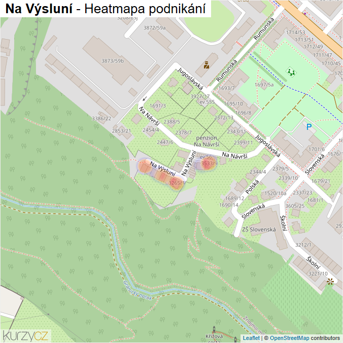 Mapa Na Výsluní - Firmy v ulici.