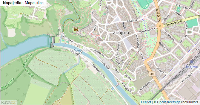 Napajedla - mapa ulice