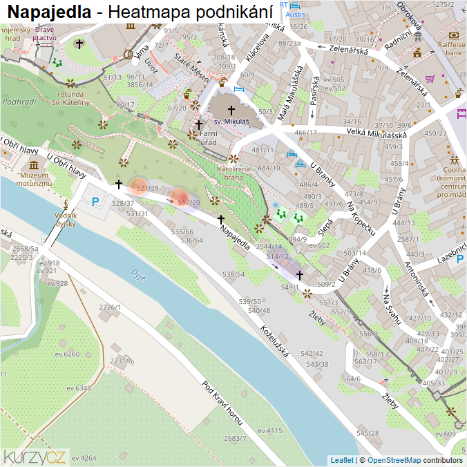 Mapa Napajedla - Firmy v ulici.