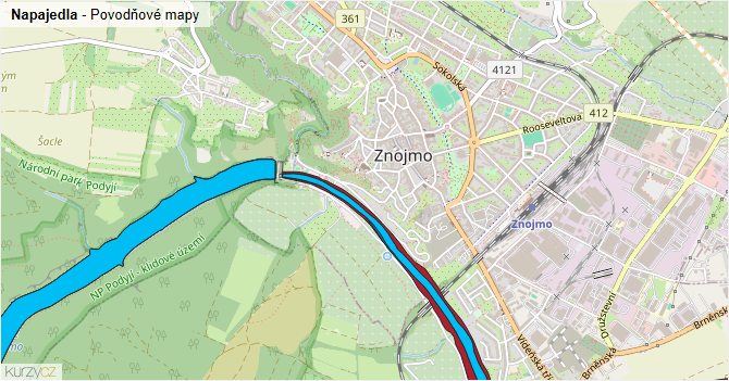 Napajedla - záplavové mapy stoleté vody