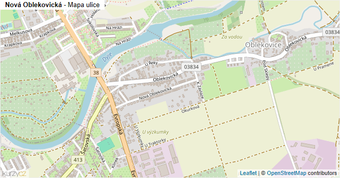Nová Oblekovická - mapa ulice