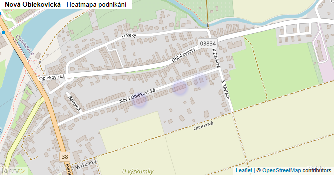 Nová Oblekovická - mapa podnikání