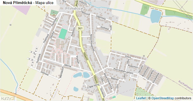 Nová Přímětická - mapa ulice
