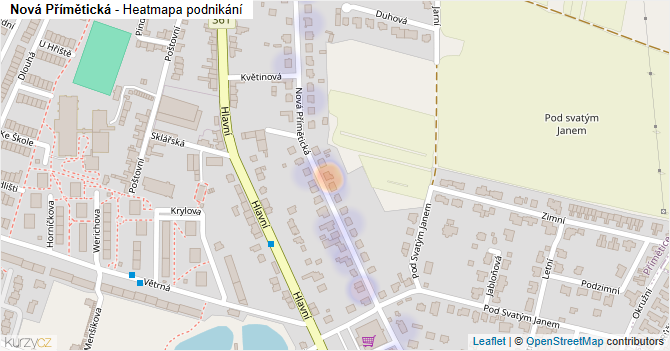 Nová Přímětická - mapa podnikání