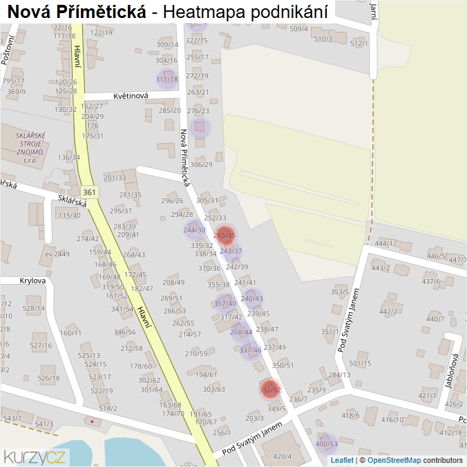 Mapa Nová Přímětická - Firmy v ulici.