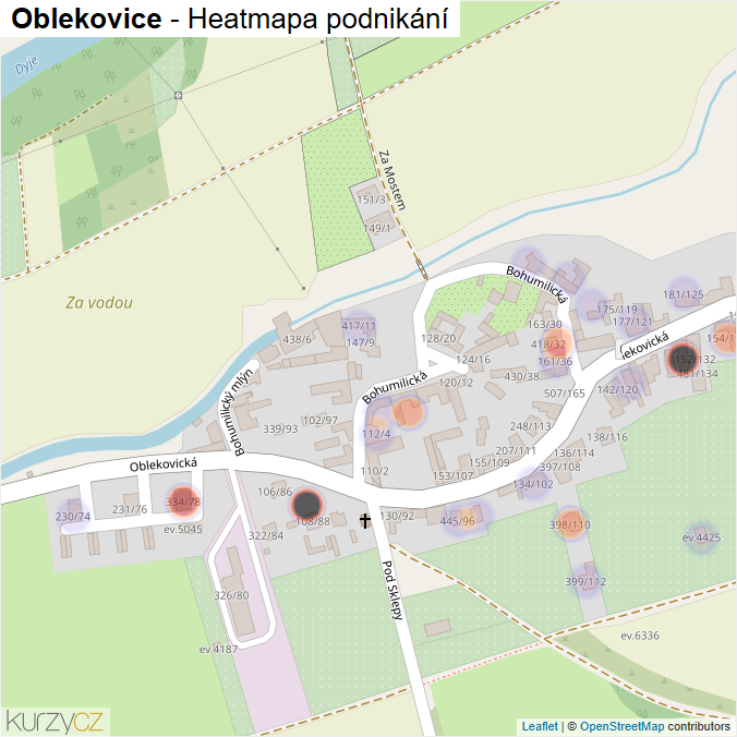 Mapa Oblekovice - Firmy v části obce.