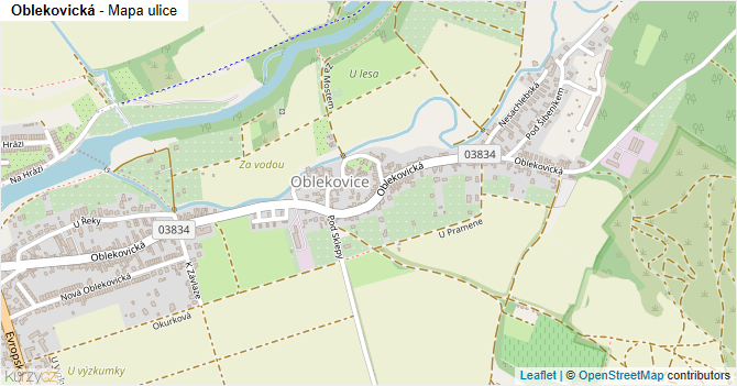 Oblekovická - mapa ulice