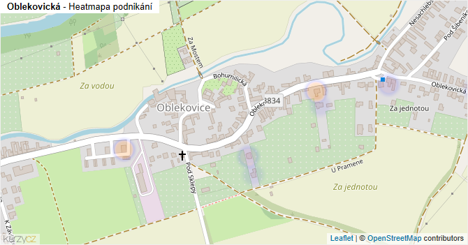 Oblekovická - mapa podnikání