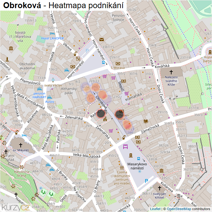 Mapa Obroková - Firmy v ulici.
