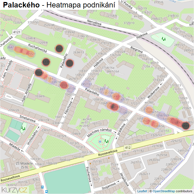 Mapa Palackého - Firmy v ulici.