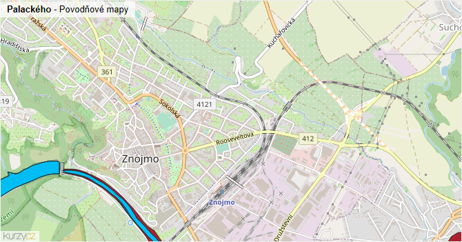 Palackého - záplavové mapy stoleté vody