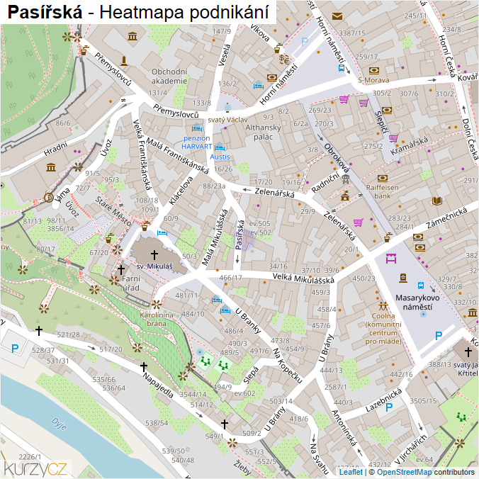 Mapa Pasířská - Firmy v ulici.