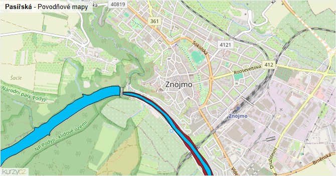 Pasířská - záplavové mapy stoleté vody