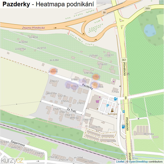 Mapa Pazderky - Firmy v ulici.