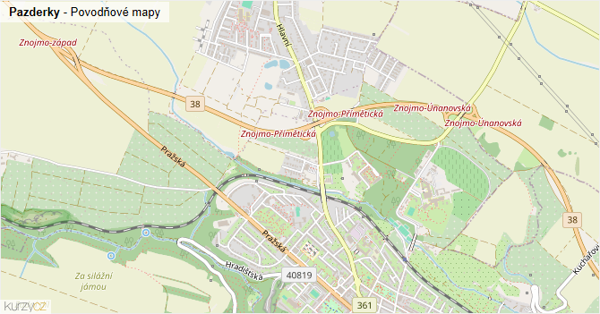Pazderky - záplavové mapy stoleté vody