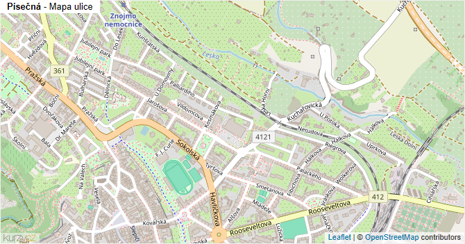 Písečná - mapa ulice
