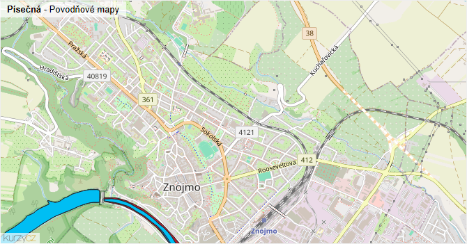 Písečná - záplavové mapy stoleté vody
