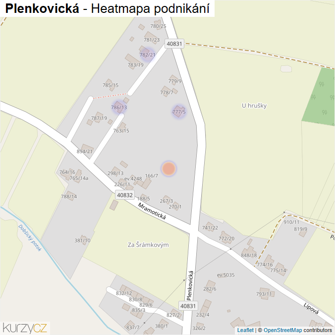 Mapa Plenkovická - Firmy v ulici.
