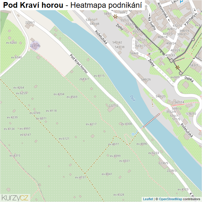 Mapa Pod Kraví horou - Firmy v ulici.