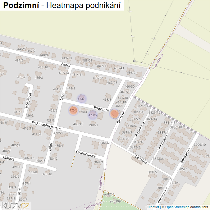 Mapa Podzimní - Firmy v ulici.