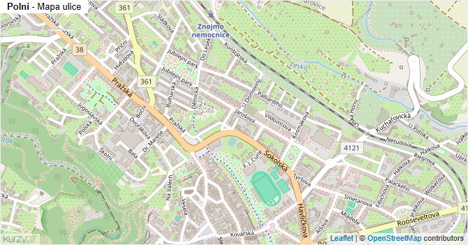 Polní - mapa ulice