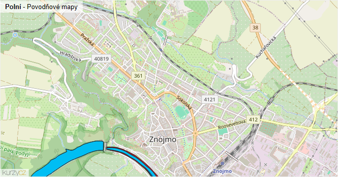 Polní - záplavové mapy stoleté vody