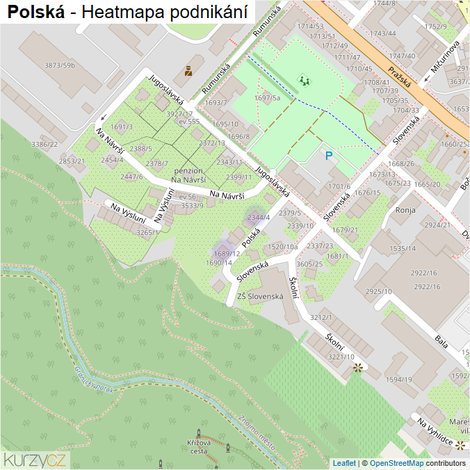 Mapa Polská - Firmy v ulici.