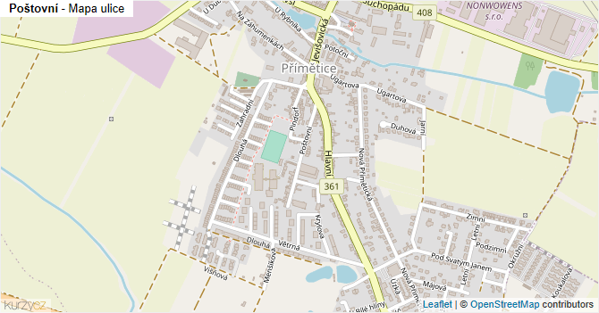 Poštovní - mapa ulice