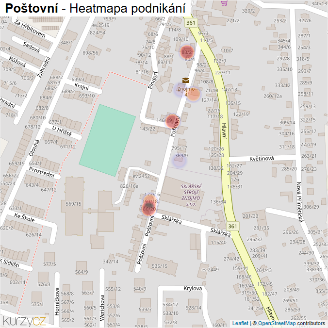 Mapa Poštovní - Firmy v ulici.