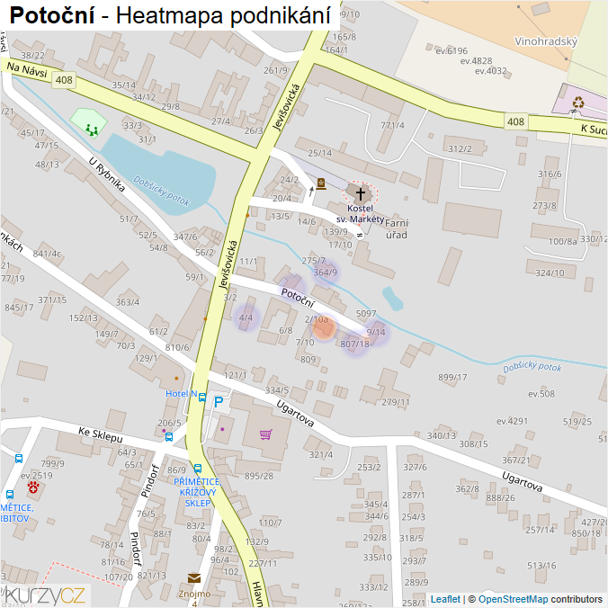 Mapa Potoční - Firmy v ulici.