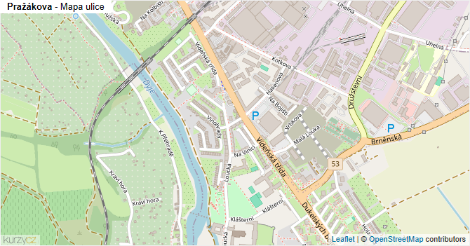 Pražákova - mapa ulice