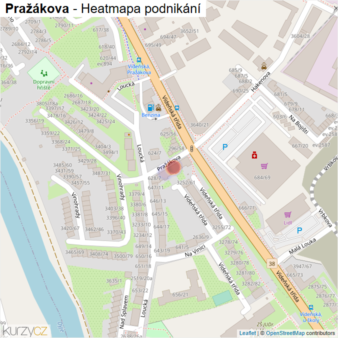 Mapa Pražákova - Firmy v ulici.