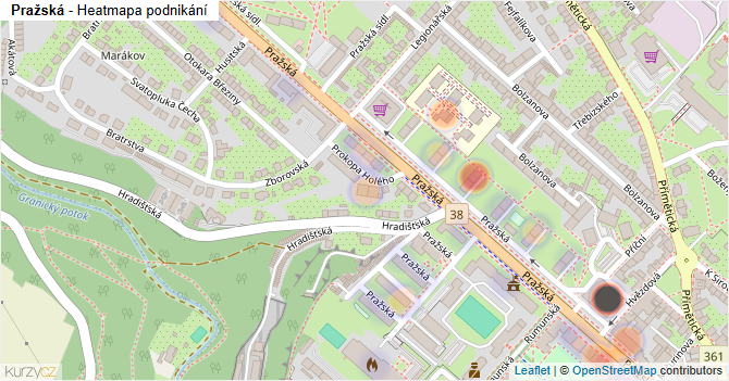 Pražská - mapa podnikání