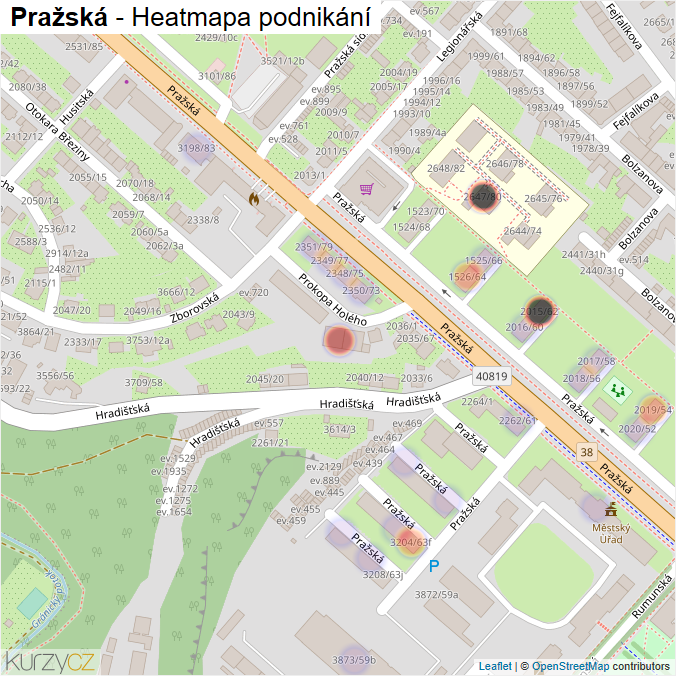 Mapa Pražská - Firmy v ulici.