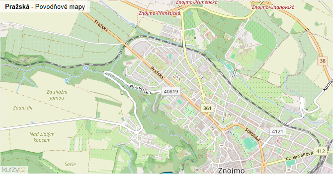 Pražská - záplavové mapy stoleté vody