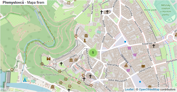Přemyslovců - mapa firem