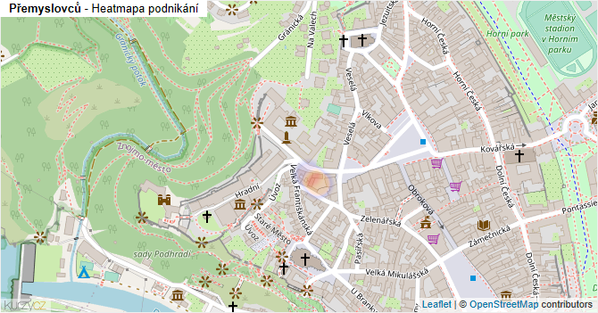 Přemyslovců - mapa podnikání